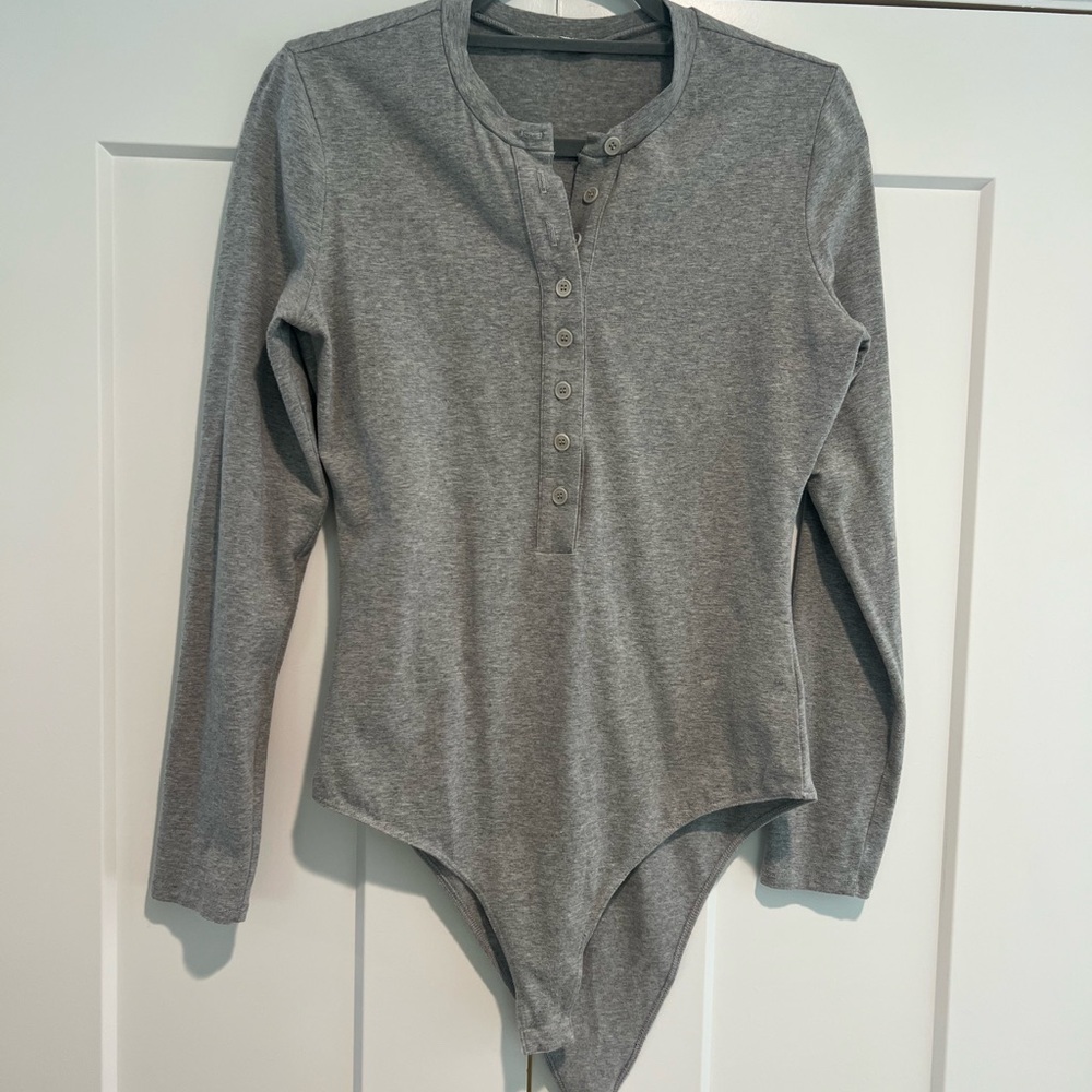 Gray Long Sleeve Bodysuit